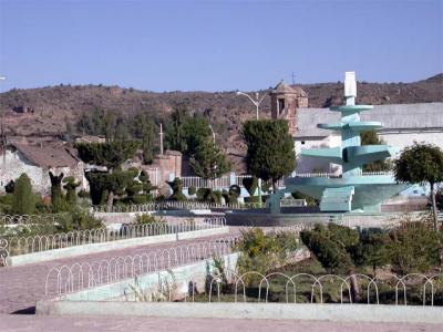 Church and topiary in Andagua